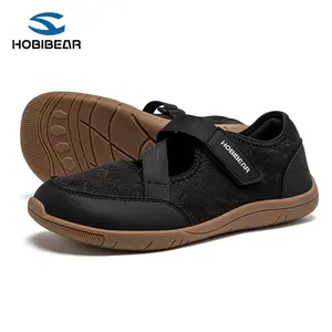 HOBIBEAR Women's Wide-Mouth Slip-On Casual Trainers - Wide-Fit Shoes, No-Lace Minimalist Footwear, Breathable Comfortable Walking Shoes, Non-Slip Sole for Barefoot Wear,summervibes