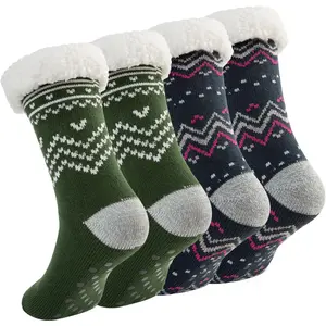 DG Hill Women's Sock Slippers - 2 Pack Non-Slip Fuzzy Thermal Socks with Grippers - Sherpa Fleece Lined for Warmth and Comfort DG Hill