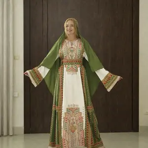 Fairy Thobe Colorful Geometric Long Sleeve Dress for Women Summer Bridal Casual Wear