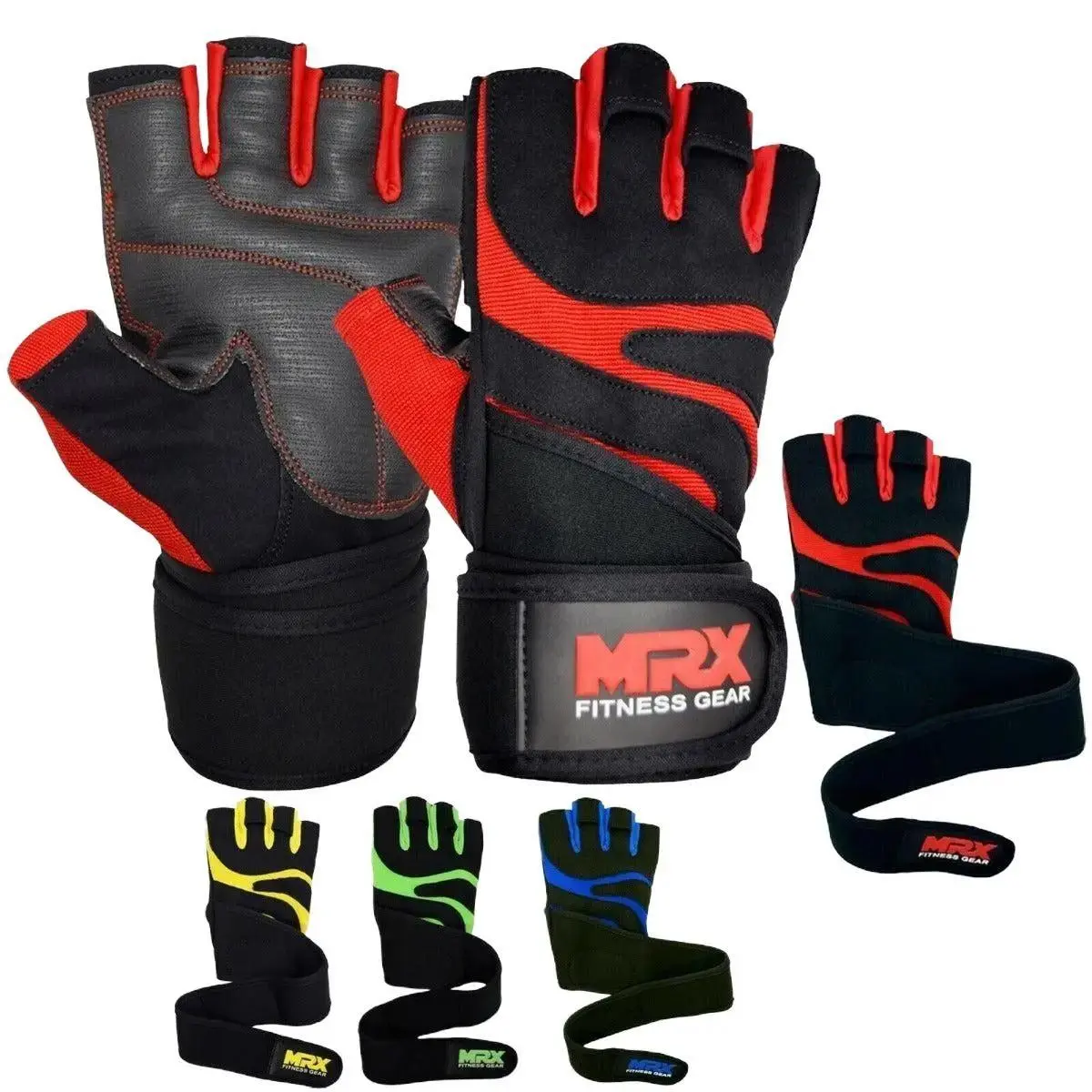 MRX BOXING & FITNESS Weightlifting Gloves for Adults, Amara Leather Training Gloves with Wrist Wrap Support, Reinforced Palm & Hook-Loop Closure for Bodybuilding, Boxing Glove