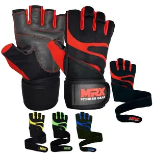 MRX Weight Lifting Gloves Gym Workout Training Bodybuilding Wrist Strap Amara Leather Reinforced Palm Hook Loop Closure for Adults All Seasons Safe Secure Workouts Premium Quality Materials Strong Fit Support