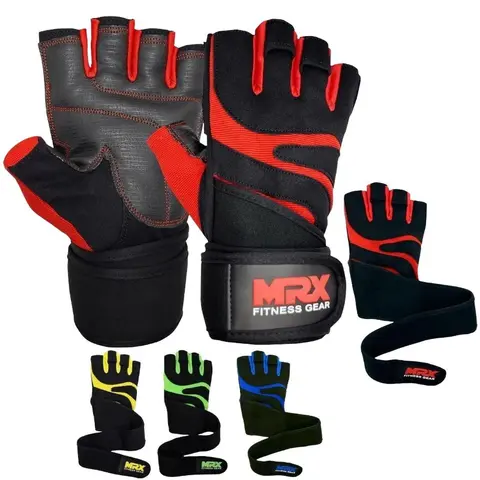 MRX BOXING & FITNESS Adult Sturdy Adjustable Amara Leather Weightlifting Gloves - All Seasons Comfortable Durable Training Gear with Wrist Wrap Support, Reinforced Palm, Hook-Loop Closure for Bodybuilding