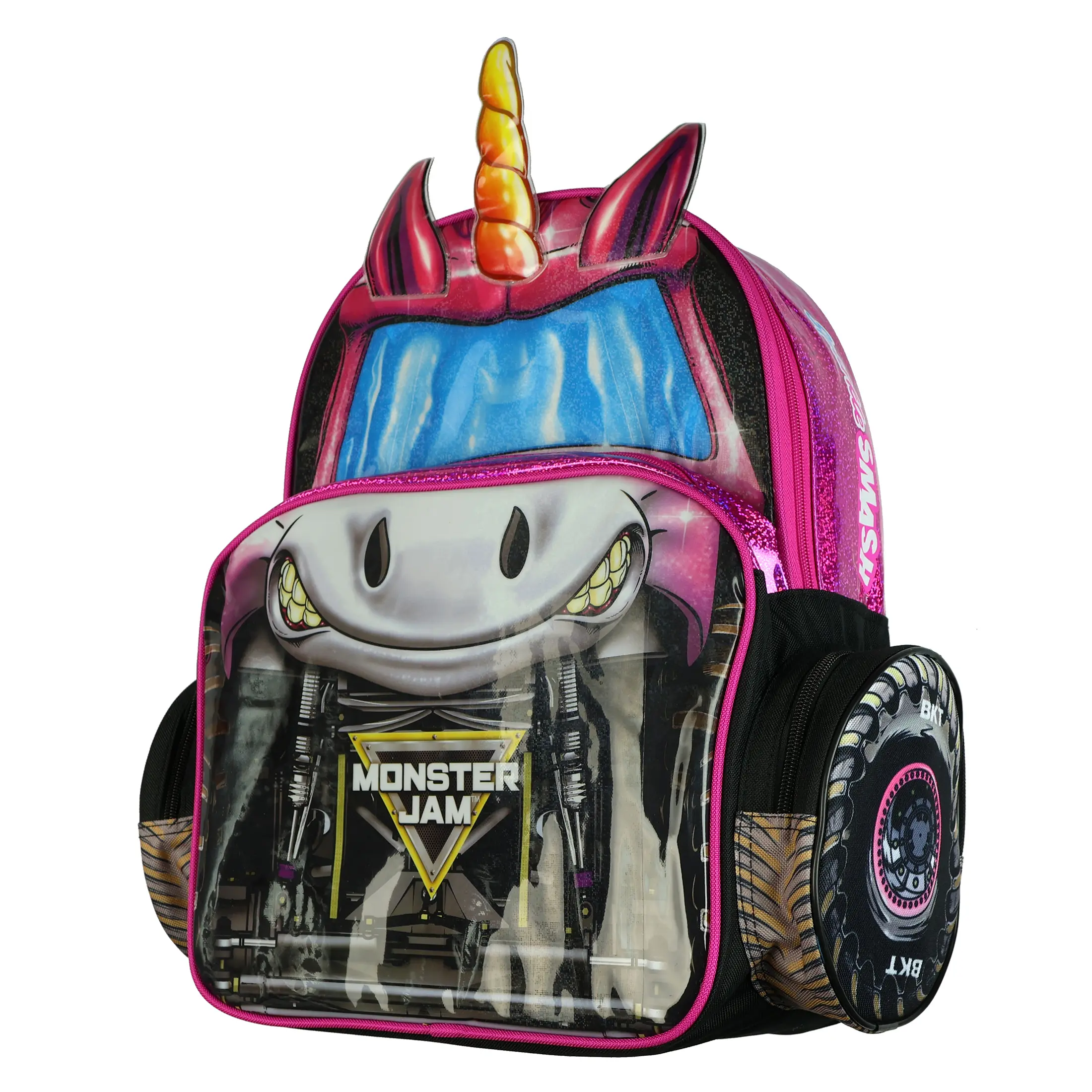 Monster Jam Backpack Sparkle Smash 3D Truck Bookbag 16"
