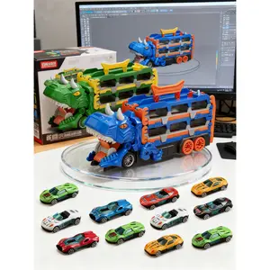 Dinosaur Transport Truck Toy for Toddlers – 12 Die-Cast Cars, Transforms into Dino, Perfect Gift for 3-6 Year Old Boys