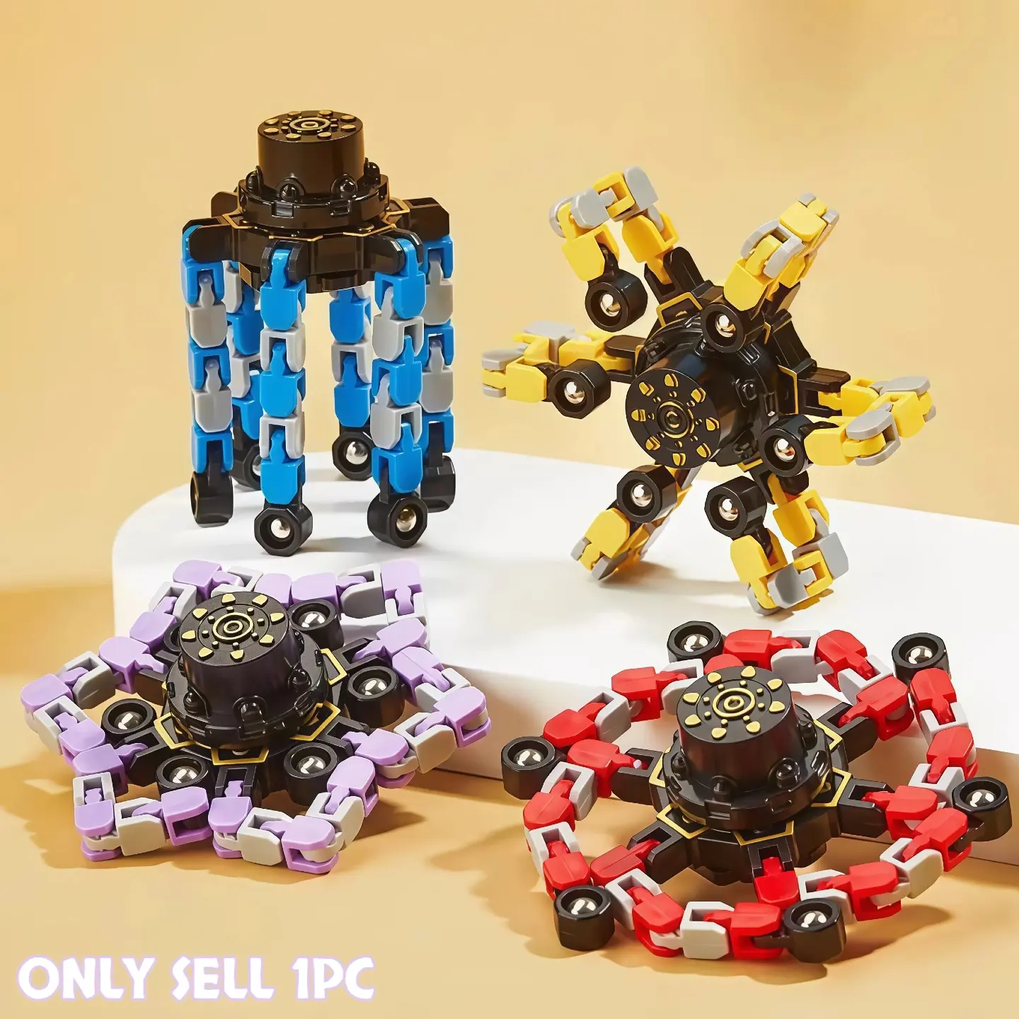 1pc Transformable Finger Spinners, suitable for children and adults, fingertip transformable toys, stress-relief sensory toys, transformable spinners for boys and girls, ideal as gifts for children's birthdays, Christmas, Halloween, and Easter