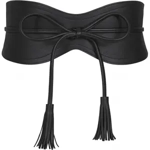 Women's Obi Belt Fashion Wide Wrap Around Waistband for Dresses with Tassel Tie-USA