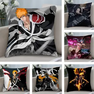 PIKPAKA B-Bleach Anime Cool Cushion Cover Soft Short Plush Fabric Double-Sided Print Organic Breathable Sofa Pillow Case, Home Machine Washable In Warm Winter Perfect For Home Decor Warm Winter Home Child Gift
