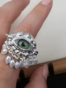 Demon Eye Ring for Women, Unique High-End Luxurious Vintage Exaggerated Trendy Finger Ring, Fashionable Individuality Jewelry, Elegant Exaggerated Ring