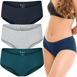 Wichales Women's Cotton Hipster Underwear 3 Pack Soft Breathable Everyday Comfort Low Rise Briefs Grey Blue Dark Blue