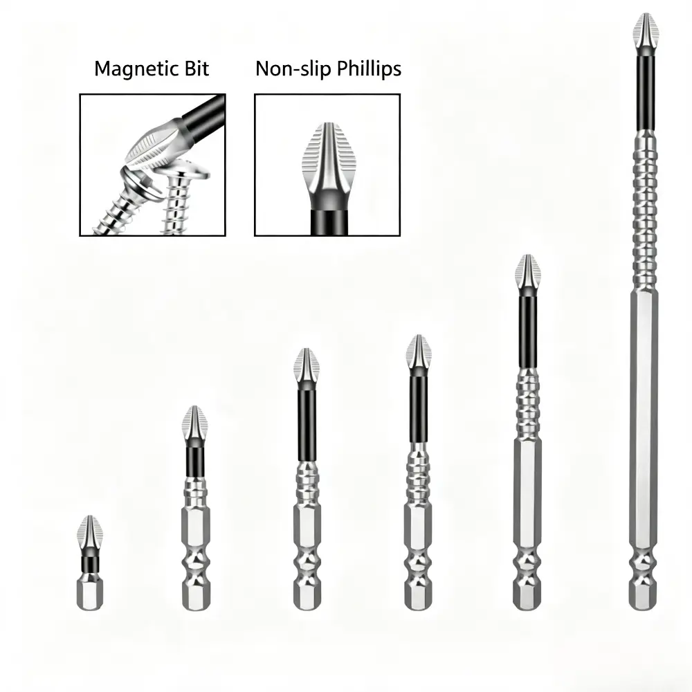 K5 Anti-Slip Cross Screwdriver Bits, Magnetic 5A Black Impact Driver Bits, High Hardness Titanium Alloy Tip, Strong Magnetic Non-Slip Electric Drill Screwdriver Bits