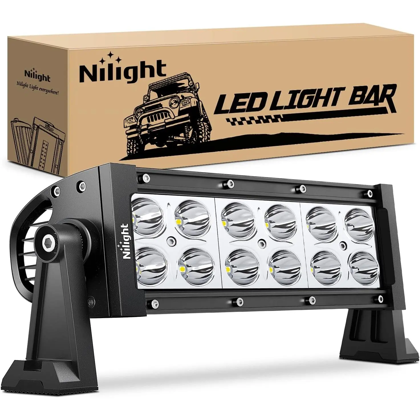Nilight 36W Output Aluminum Alloy Waterproof Light Bar Car, Super Bright Super Slim Universal Off-Road LED Work Light for Off-Road Vehicles, Led Car Lights