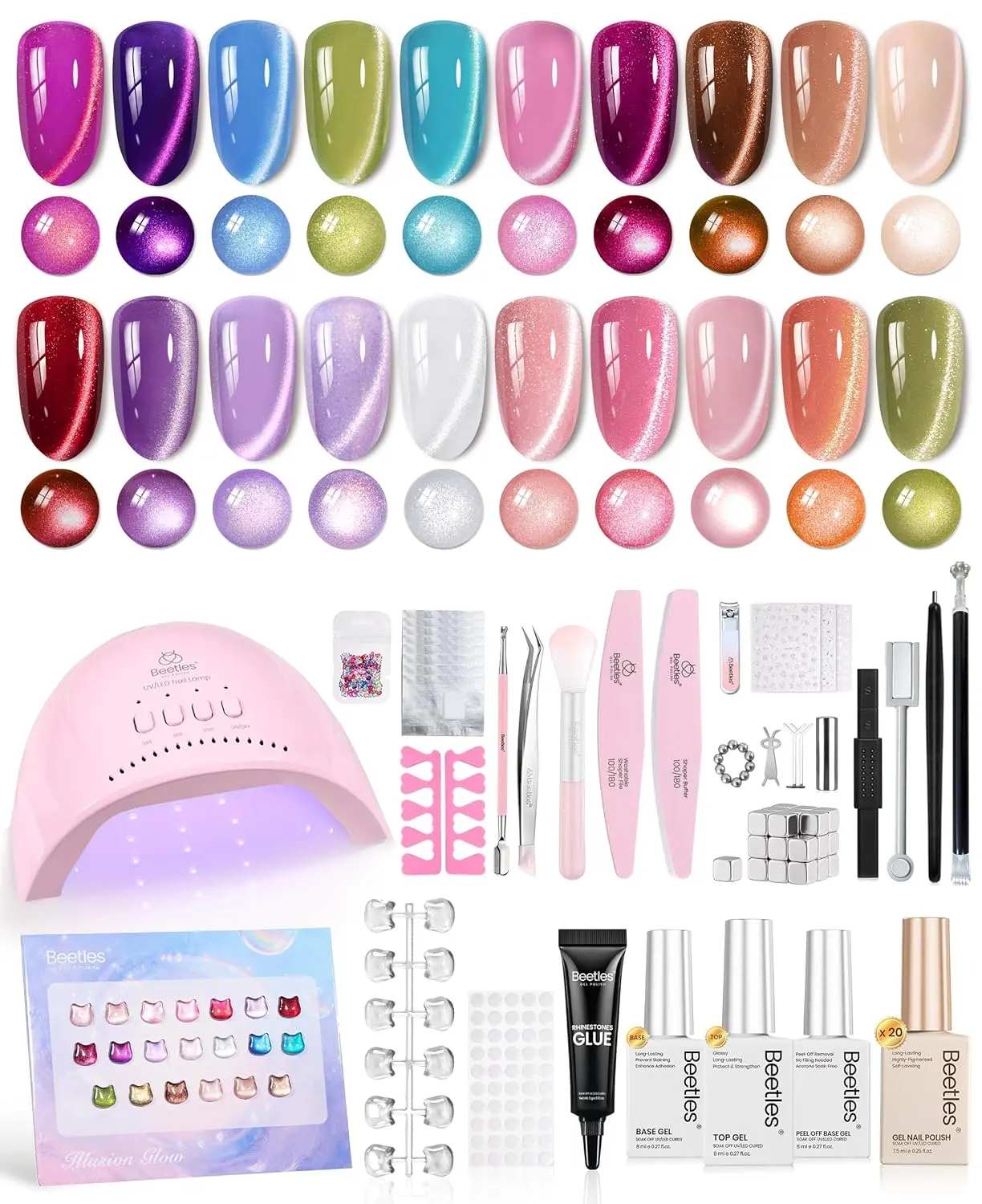 Beetles Cat Eye Gel Nail Polish Starter Kit - 96Pcs with UV Light, Base Top Coat, Nail Art Stickers, Manicure Tools Gift for Women matrix Cutics Comfort  #TikTokShopBacktoSchool