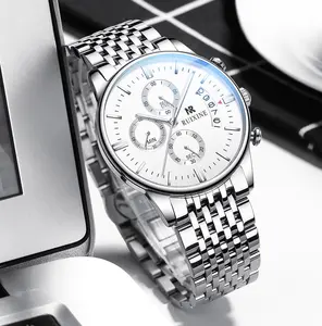 Coolest men’s watch of 2026! Three-eye chronograph, blue gradient dial & all-black steel band. Waterproof & multifunctional. Perfect for business & street style! #MensWatch #LuxuryWatch #RUIXINE