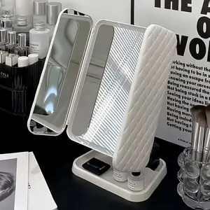 Trifold Lighted Vanity Mirror with 10X/3X/2X Magnification Touch Control LED Lights Dual Power Gift for Mom Wife Girls