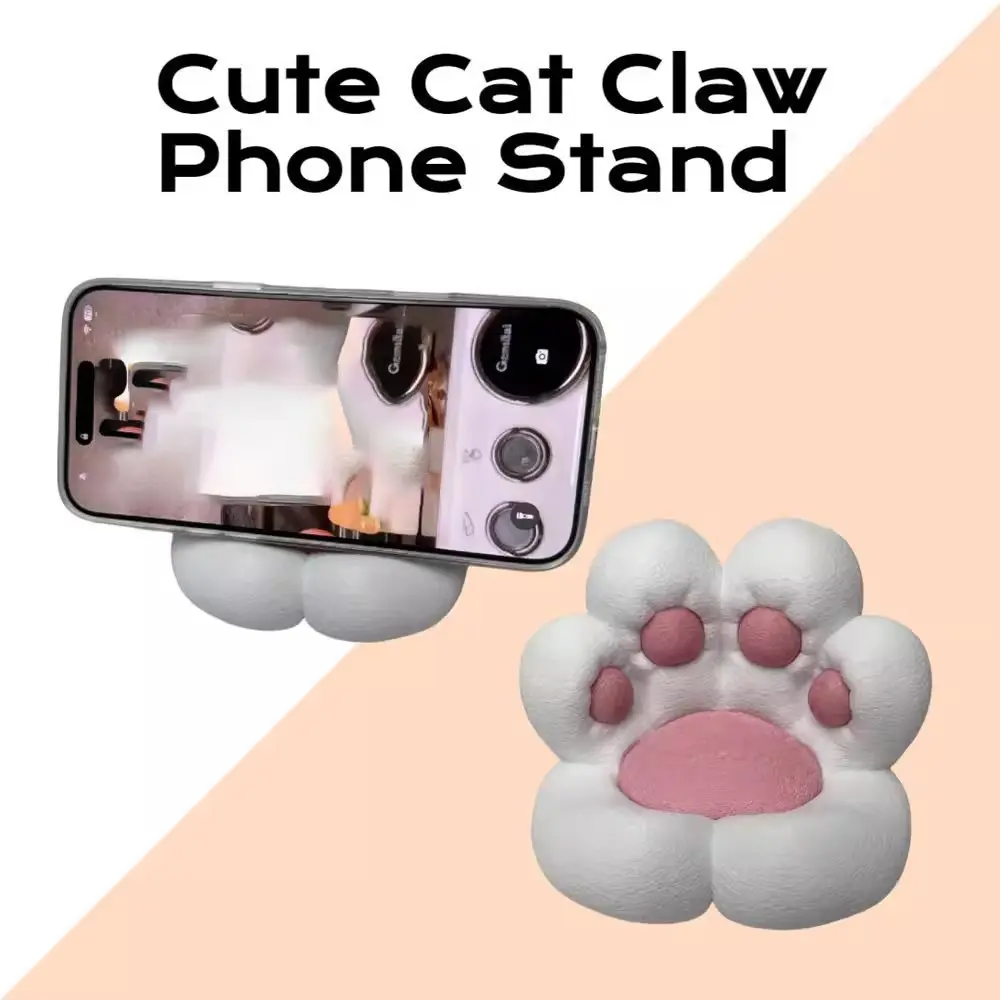 3D-Printed Cute Cat Paw Cellphone Stand - Shock-Absorbing, Anti-Shake Mobile Devices Holder, Indoor Recreation Accessory, Cute Accessories for Binge-Watching Desktop Use