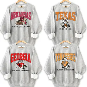 Retro College Football Mascot Duck Hunting Crewneck Sweatshirt – Ash Grey Color Vintage-Style Pullover, Perfect for Game Day & Casual Wear, Great Gift for Men, Women & Sports Fans