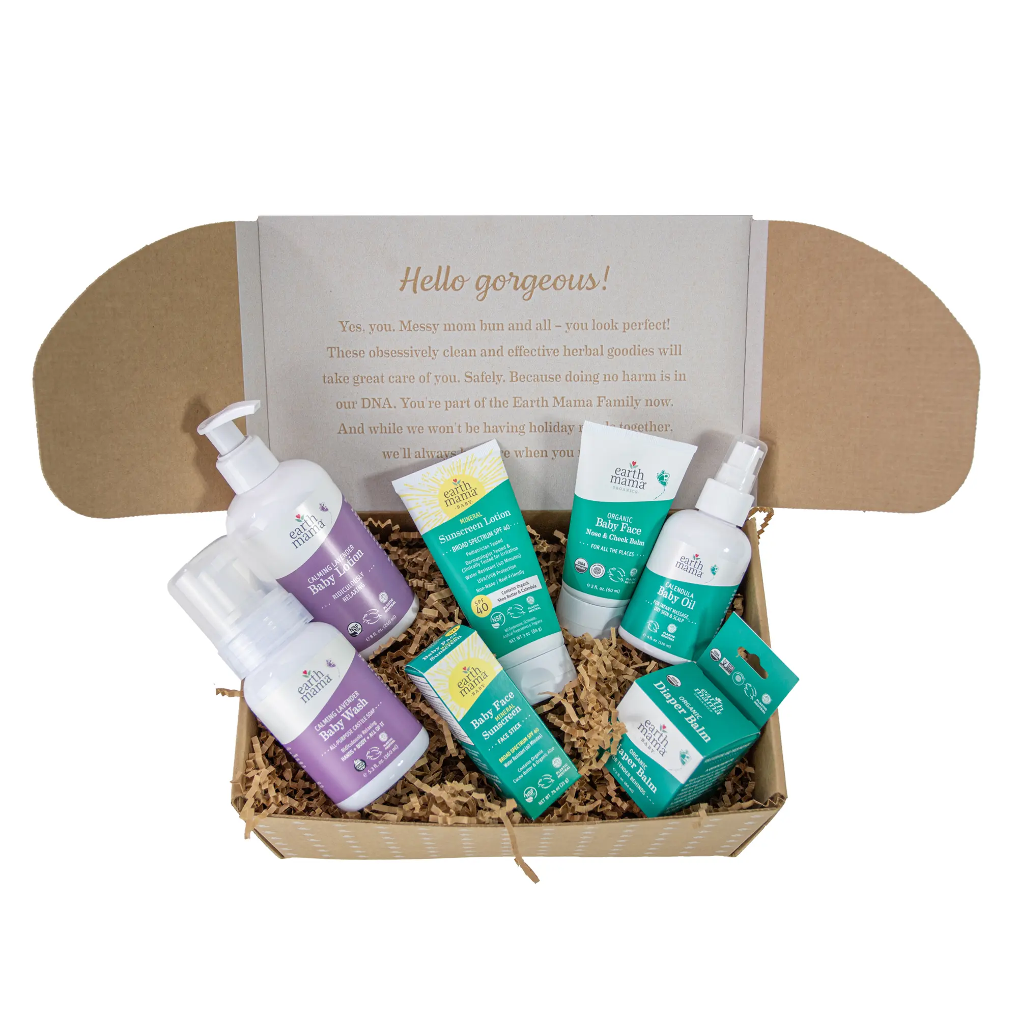Earth Mama Baby Love Collection – Baby Shower Gift Set with Baby Wash, Lotion, Diaper Cream & Mineral Sunscreen – Ready-to-Gift Box