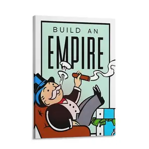 Monopoly Wall Art Motivational Inspirational Poster Build An Empire Entrepreneur Print Businessman Canvas  Monopoly Game Uncle Sam Art