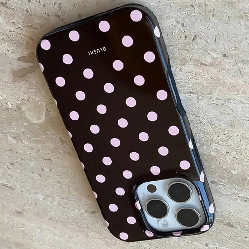 Phone Case - Jelly Black Polka Dot TPU Anti-Fall Full Coverage Precise Protective Case Suitable for Apple Iphone 6 7 8 Xxs Xr Xs Max 11 12 13 14 15 16 17 Pro Max, Ideal As Birthday And Christmas Gift for Couples, Daughters, Boyfriends, Girlfriends