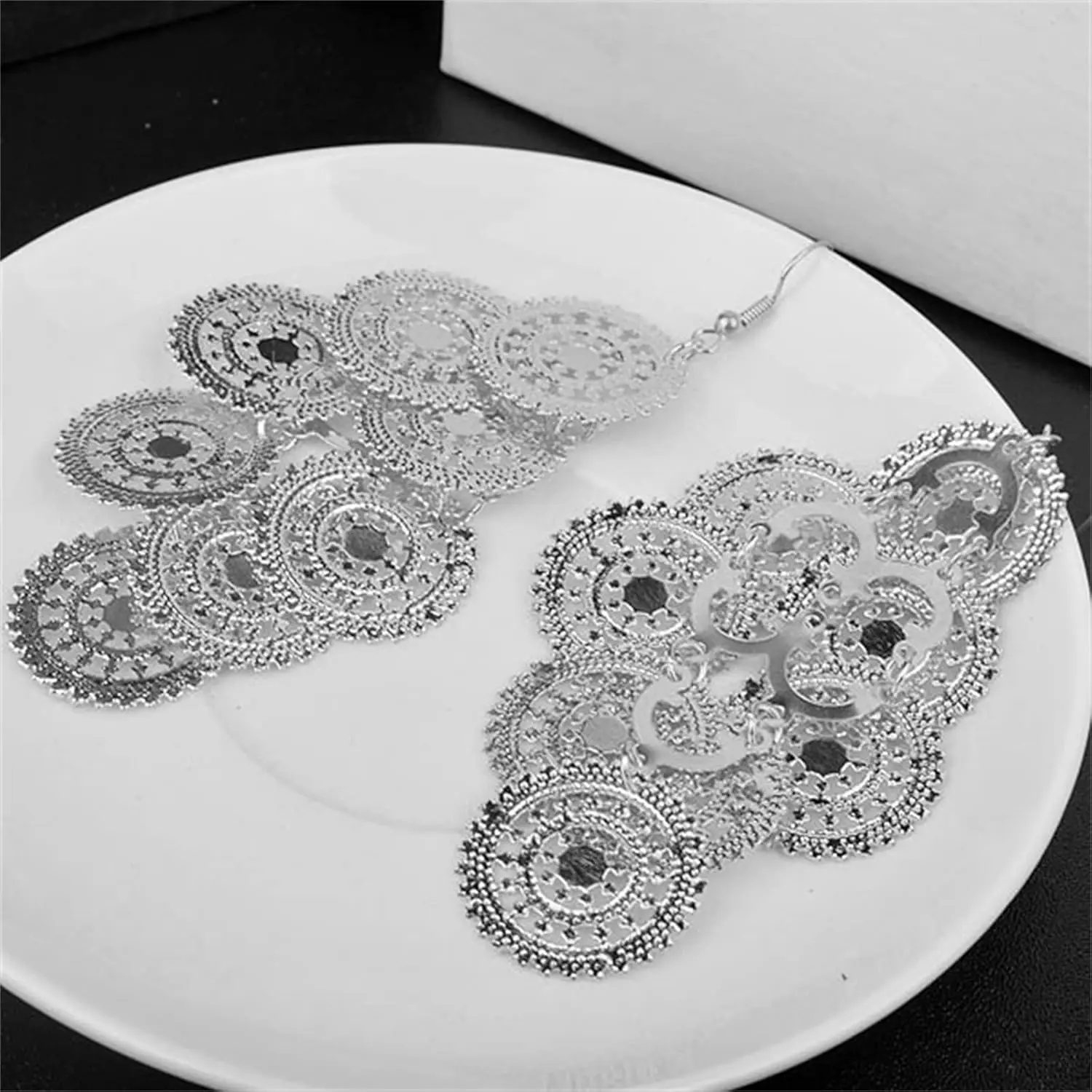 Women's Multilayered Steampunk Gear Earrings, Female Vintage Bohemian Gold-Plated Dangle Drop Earrings with Car Power Tools Pendant, Costume Jewelry Gift