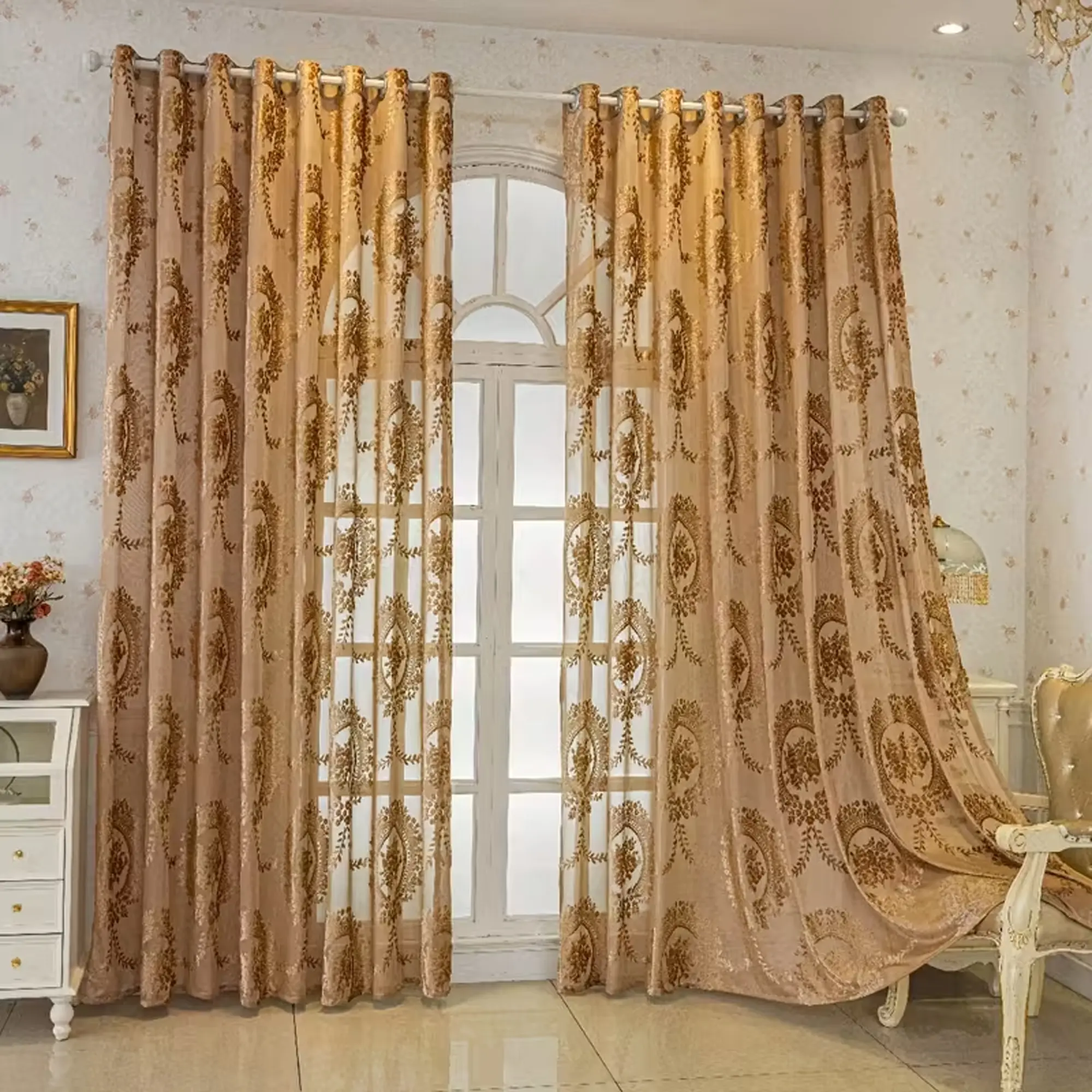1pc Modern Minimalist Round Mirror Sheer Curtain, Window Curtain, Top Ring Hanging, Suitable for Living Room, Bedroom, Kitchen, Balcony, Office Decor