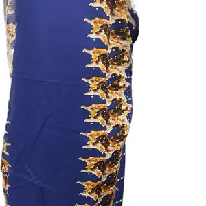 Blue Baati Diamond Patterned Dress with Gold Accents and Elegant Design