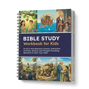 Kids Bible Study Workbook with Lessons, Fun Activities, and Creative Quizzes for Children's Faith Growth