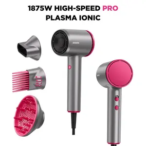 BABONIR High-Speed Hair Dryer 1875W Hairdryer with Ionic & Plasma Technology 110000 RPM Fast Drying Blow Dryer with Diffuser Concentrator & Comb Nozzle Cool Shot Compact Pro for Home Travel Salon Gray,Christmas Gifts Holiday Gift
