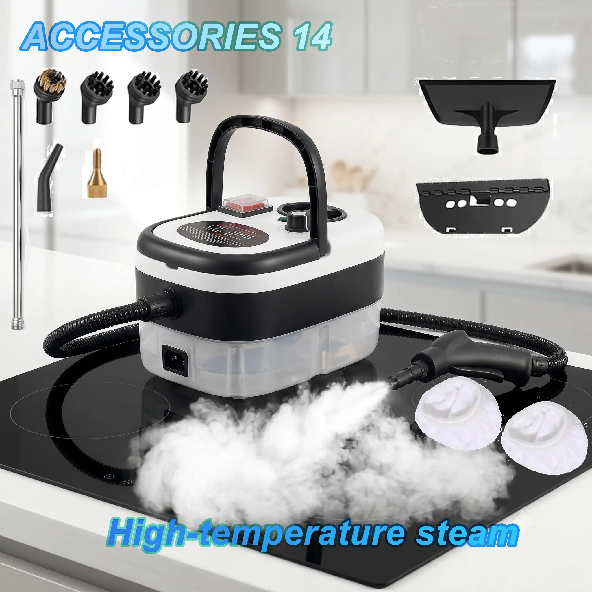 portable car steamer  Steam Cleaner Handheld High Pressure, Portable HighPower Steam Cleaner, Handheld Steam Cleaner CleaningGrout With Large Water Tank & 20 Accessories For CarFloor White