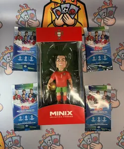 Cristiano Ronaldo Portugal 12cm Minix Collectible Figurine + 4 25/26 UEFA FLAGSHIP PACKS