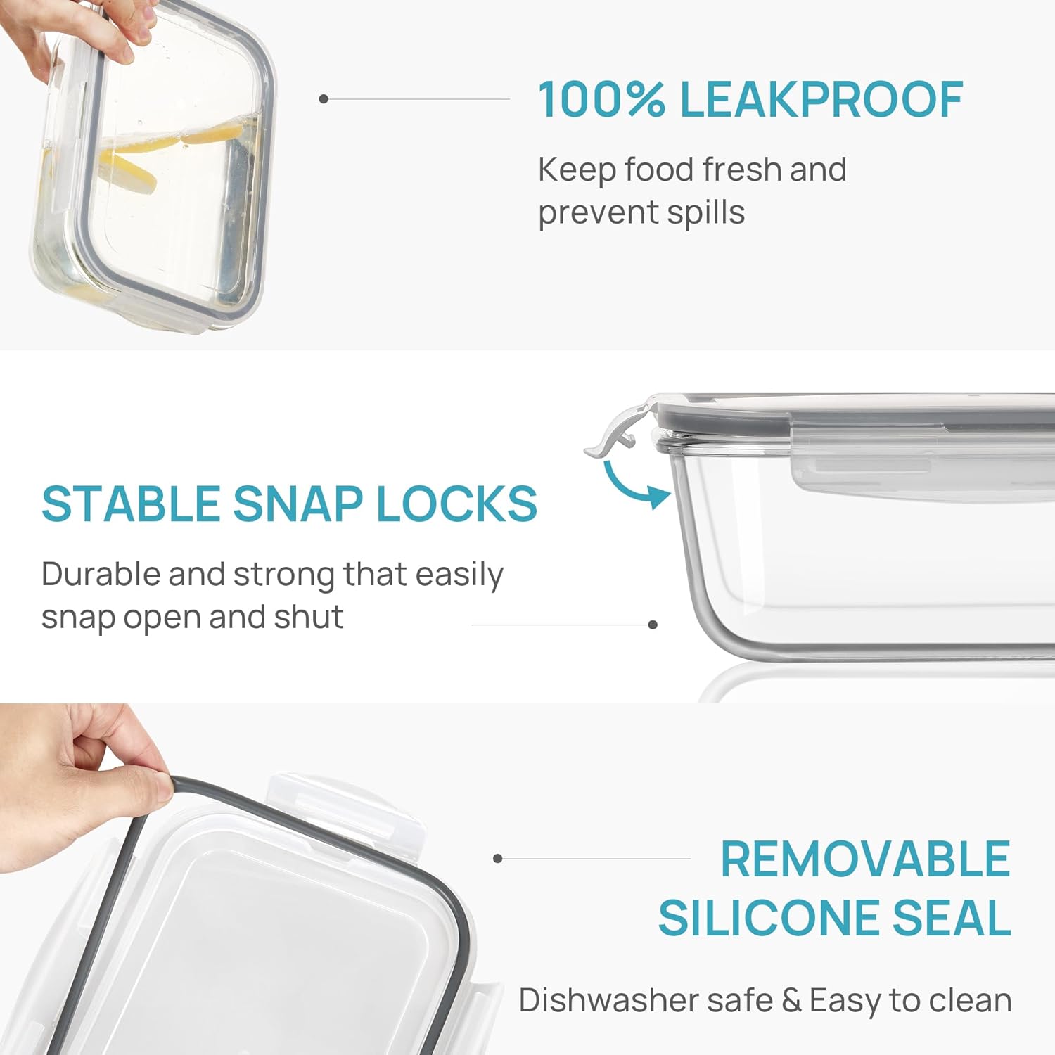 12Pcs 18Pcs Borosilicate Glass Storage Bowls Integrated Locking Lid Design Silicone Airtight Sealed Leakproof Food Safe Material Dustproof Moisture Proof Fresh Keeping Reusable Washable Container For Daily Kitchen Food Storage