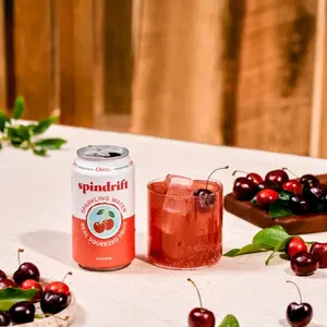 Cherry-Flavored Sparkling Water Drink - Real Squeezed Fruit, Natural Ingredients, 12 Fl Oz Cans, 24-Pack Beverage (21 Calories Per Can)