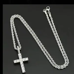 Christian Cross Pendant Necklace for Men with 18-24 Inches Chain - Religion Jewelry Gift for Men's Fashion Accessory
