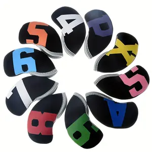 10 Piece Golf Iron Head Covers Set, Waterproof & Scratch Resistant, Color Coded Numbers, Fits 4-Pw Aw Sw Lw Clubs, Durable Material, Golf Accessories