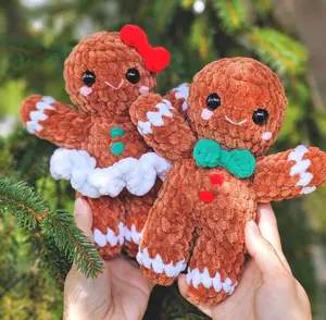 Tiny Yarnies - Gingerbread Boy Girl Gingerbread Couple Cute Gingerbread Plushie Christmas Cookie Amigurumi Plush Perfect For Holiday Decor Or Gifting