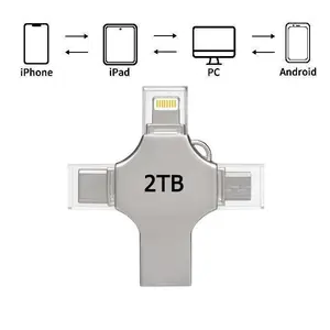 4 in 1 multi-function U disk, 2TB Mini High Speed USB 3.0 External Storage U Disk for iPad, Android Phones, PC and More Devices, High Speed USB 3.0 Disk, Best Gifts for Men, Gift for Boyfriend