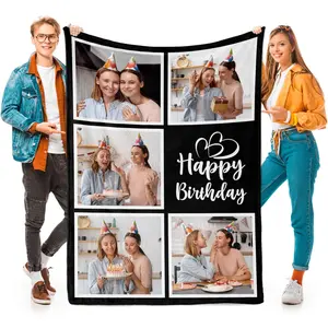 BARLEY ONE Click “Shop Chat”, Send Photos, Birthday Gift, Custom Photo Birthday Blankets, These Personalized Photo Birthday Blankets are Made of Flannel, Perfect for Mother's Day, Valentine's Day, Birthday, Unique Memory Gift for Men, Women,Friend, Family