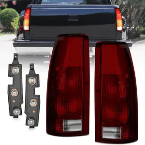 Nilight Taillight Assembly Compatible with 1988 1989 1990 1991 1992 1993 1994 1995 1996 1997 1998 1999 Chevy GMC C/K Suburban Blazer Tahoe Yukon 2000 Cadillac Escalade Pair Dark Red Lens