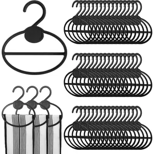 80 Pcs Scarf Hangers, Plastic Scarf Holder Organizer with Center Bar, Space Saving Clothes Hanger for Scarves, Ties, Belts, Headbands (Black)