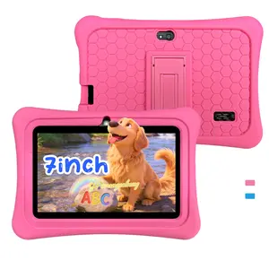 7 Inch Android 12 Education Learning Entertainment Tablet PC, WiFi, 32GB Storage, Parental Control, HD Screen, Shockproof Case, Ideal Holiday Gift, No Adapter Included, Blue/Pink