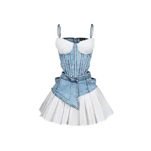 Melbourne Poplin Denim Bustier Top & Skirt SET