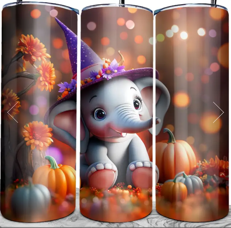 Halloween Elephant 20oz tumbler with metal straw