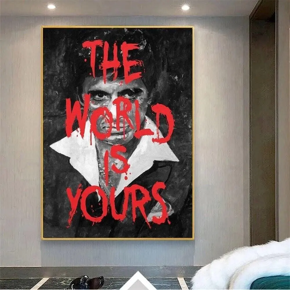 The World is Yours - Scarface Movie Poster Unframed   Poster Unframed  - A Iconic and Stylish Wall Decor for Living Room