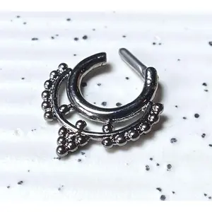 1pc Beaded Collar Septum Clicker 316L Surgical Steel 14g Nose Ring- Body Jewelry
