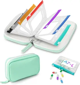 A7 Waterproof Pill Organizer with 7 PCS L Size Zippered Pill Pouches for A7 Binder, Large BPA-Free Weekly Medicine Organizer, Color-Coded Reusable Travel Pill Storage System
