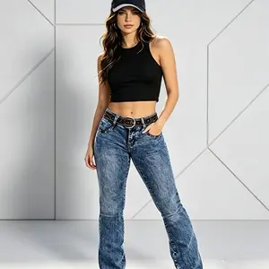 Women's European American Style High Waist Flare Jeans | Slimming, Casual, High-Street Denim Trousers