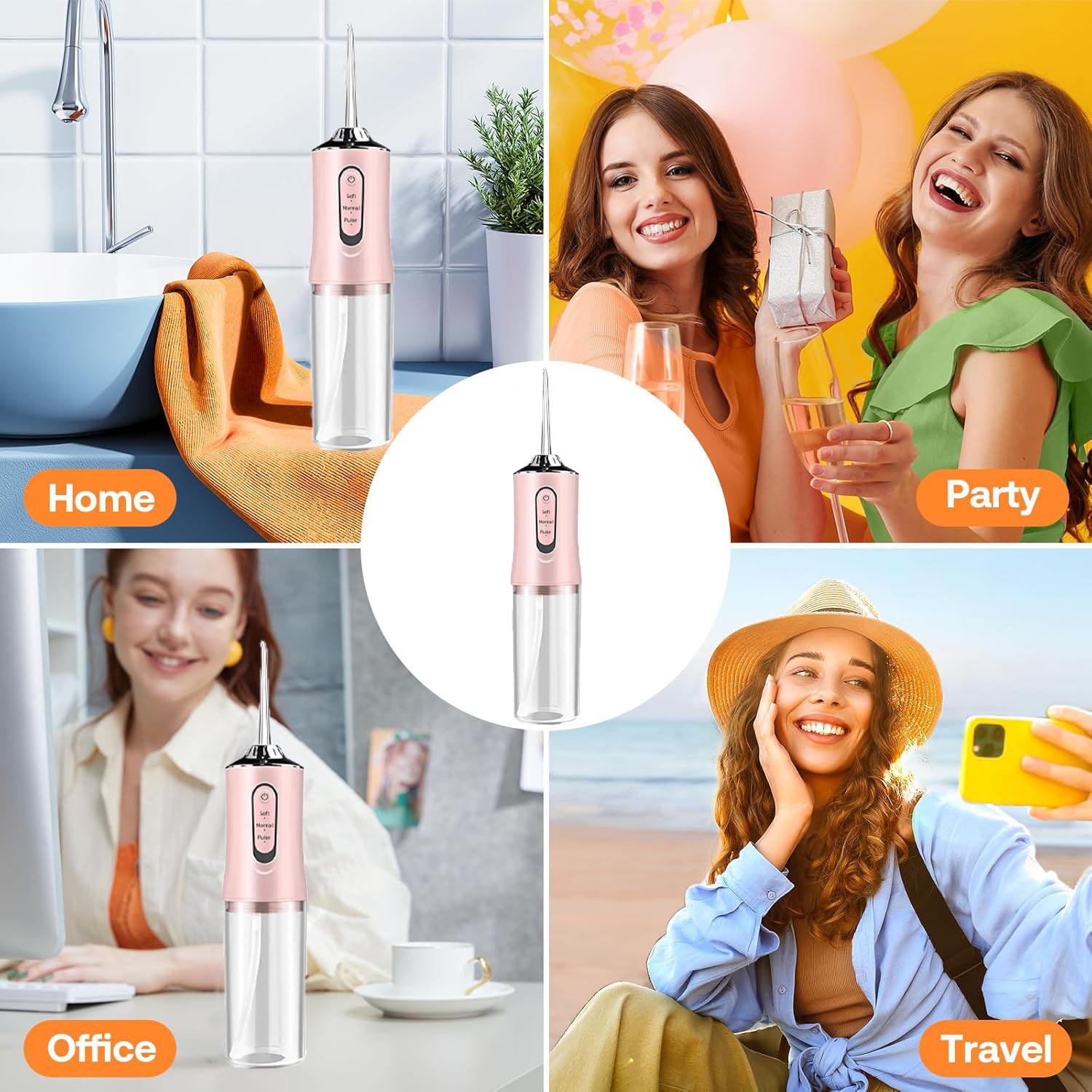 Portable Oral Irrigator 3 Modes Water Flosser for Teeth & Gum Care  IPX7 Waterproof Rechargeable Dental Cleaner with 220ML Detachable Tank  360° Rotatable Nozzles for Braces