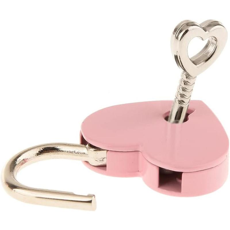 3 Pcs Small Metal Heart Shaped Padlock Mini Lock with Key for Jewelry Storage Box Diary Book,Pink