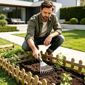 Durable Plastic Garden Rake, Nine-Tine Design, Ergonomic Handle, Multi-Functional Gardening Tool, Easy-To-Use Home Garden Leaf Raker