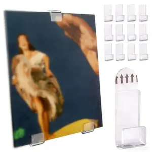 12/24 Pcs Clear Acrylic Vinyl Record Display Wall Mount no Screws - Record Holder W/Removable Adhesive Display Shelves, Album Record Wall Display Racks Home Decor